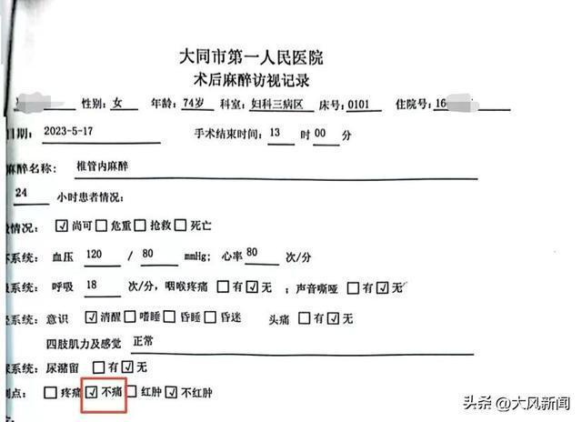 老人手术台喊痛病历却写麻醉满意