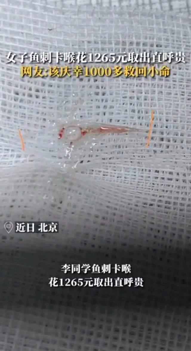 女子花52元取鱼刺嫌太贵