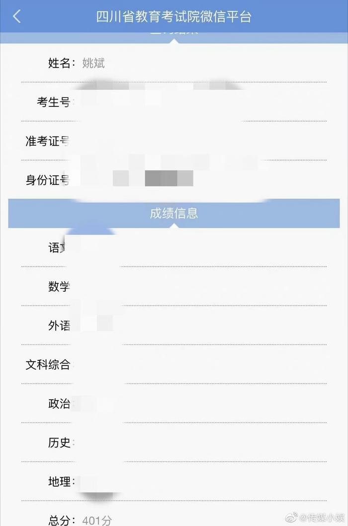 姚景元401分!恭喜啦!