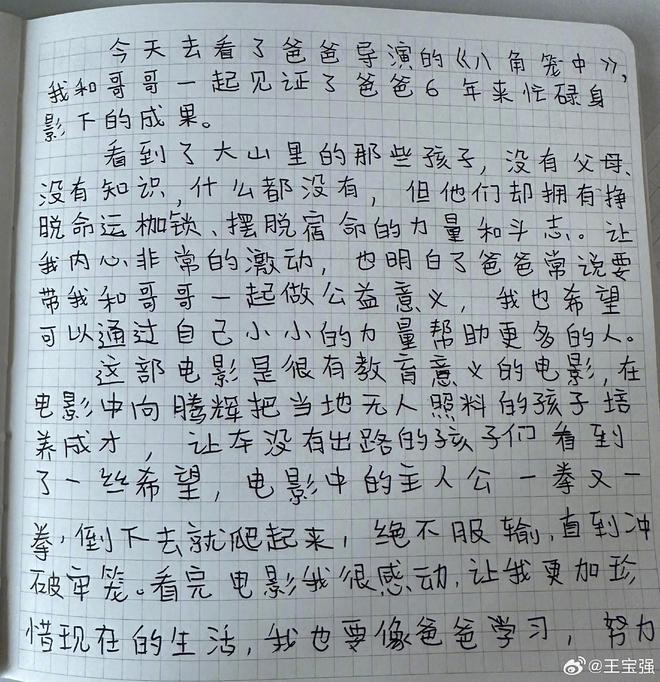 王宝强女儿八角笼中观后感