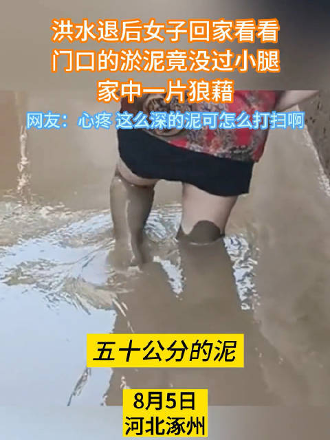 8月5日河北涿州，洪水退后女子回家看看……