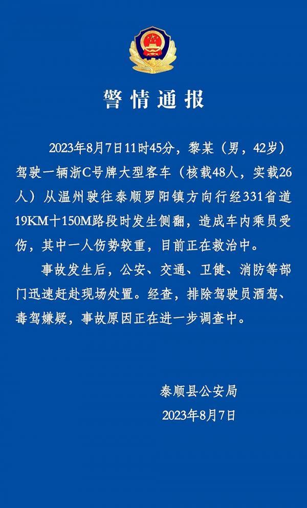 警方通报载26人客车侧翻