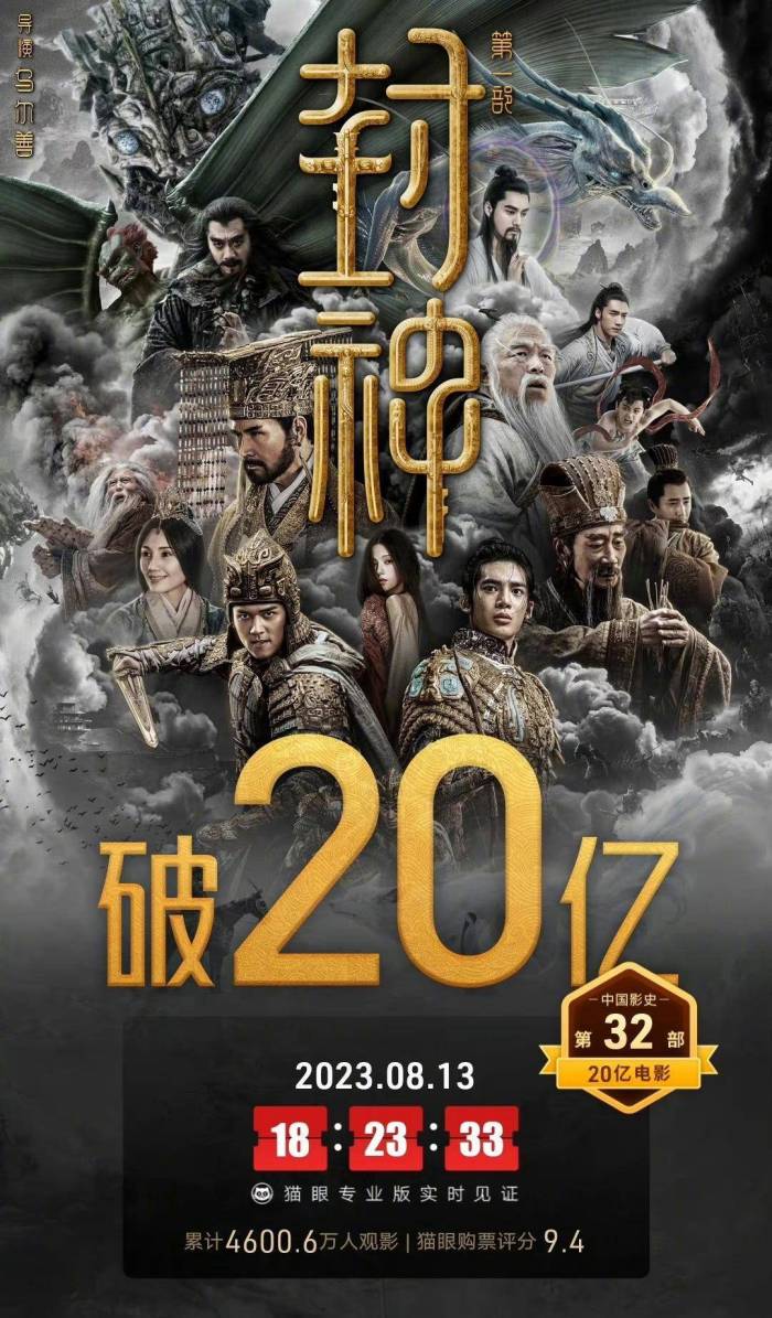 恭喜！《封神第一部》票房破20亿，姬发于适龙吸水可以安排上了