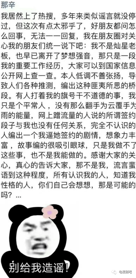 那英姐姐否认是灿星创始人