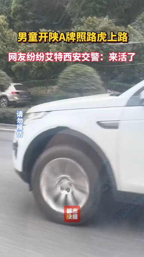 网友拍到男童开陕A牌照路虎上路