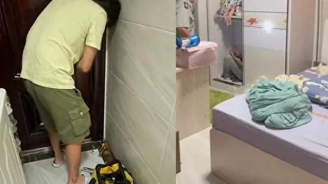 独居女子回家遇陌生男藏衣柜