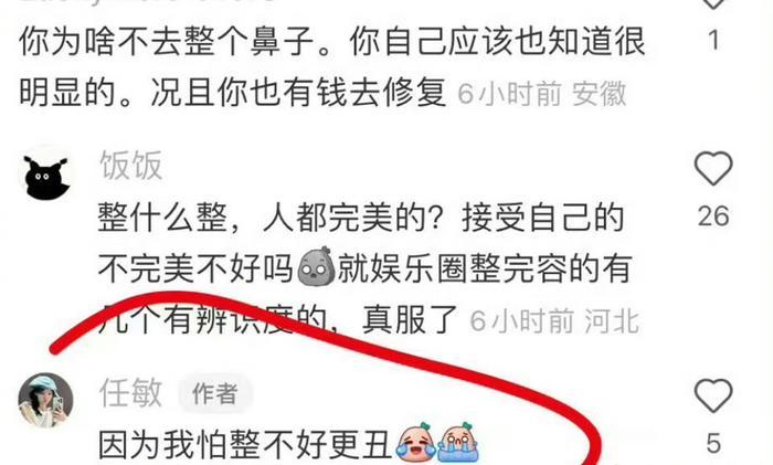 任敏回应网友让她整鼻子