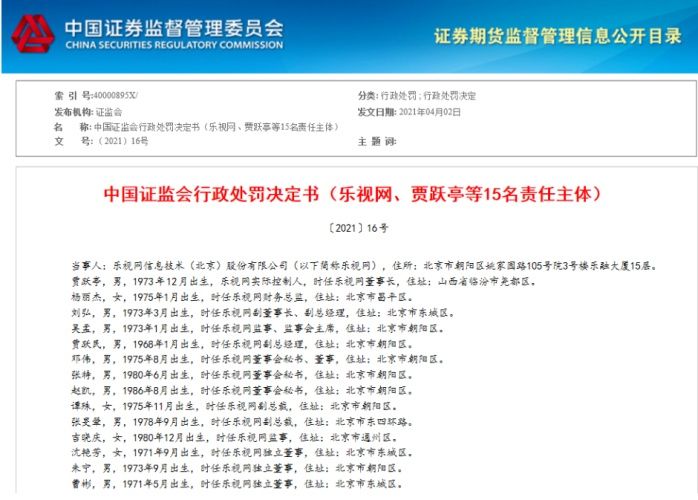 乐视网一审判决出炉需赔20.40亿
