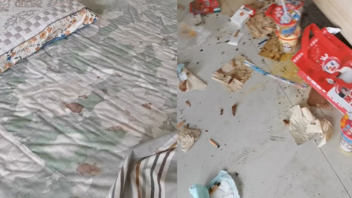 情侣租房偷跑路留满床血渍遍地垃圾