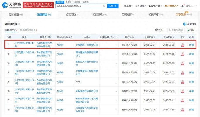哪吒汽车及其法人新增16则限消令，企业面临更大压力