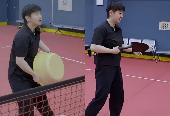 孙颖莎用铁锹打羽毛球，创意十足引关注